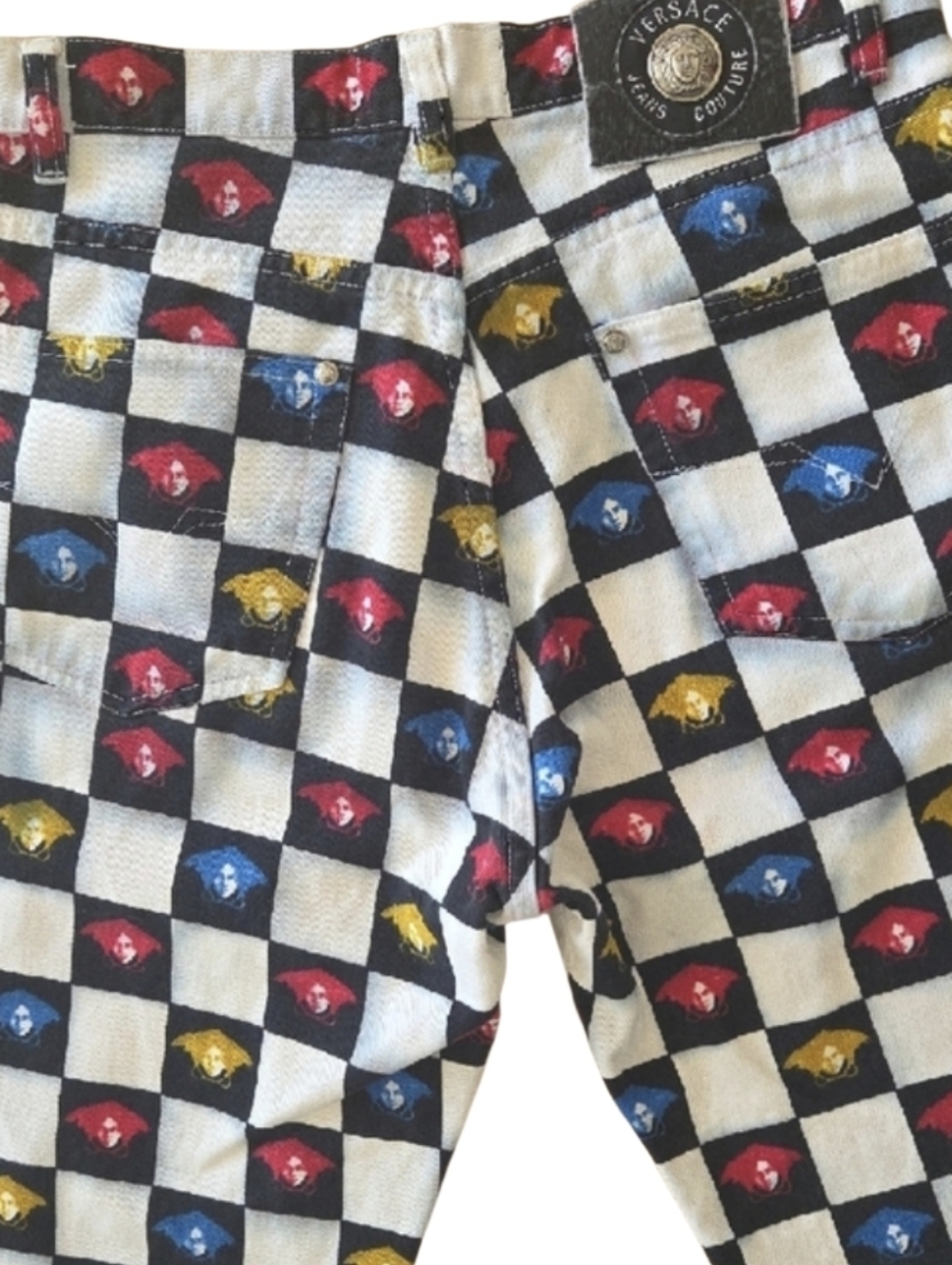 Versace Jeans Black & White Check Cotton with Multicolor Medusa Print - Picture 4 of 10